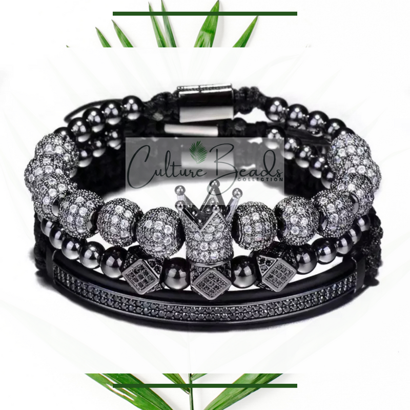 I am Royal King Men s Black Bracelet Set CultureBeadsCollection LLC