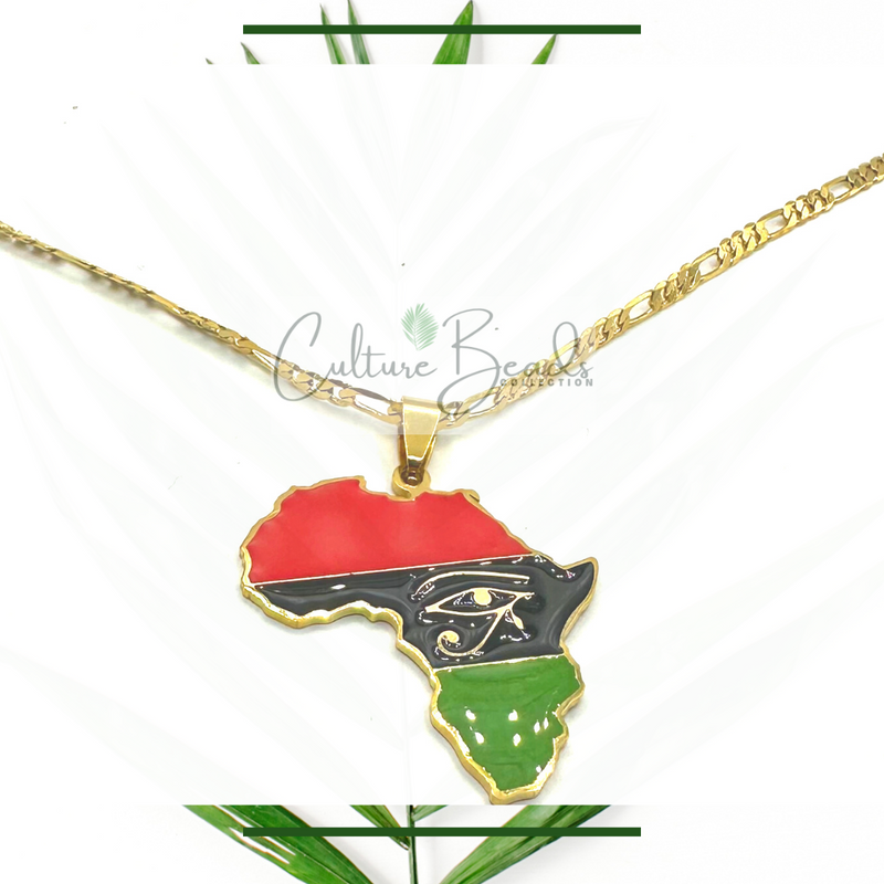 Africa Map with Eye of Ra Necklace