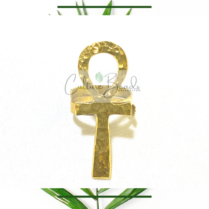 Ankh Symbol of Life Brass Ring